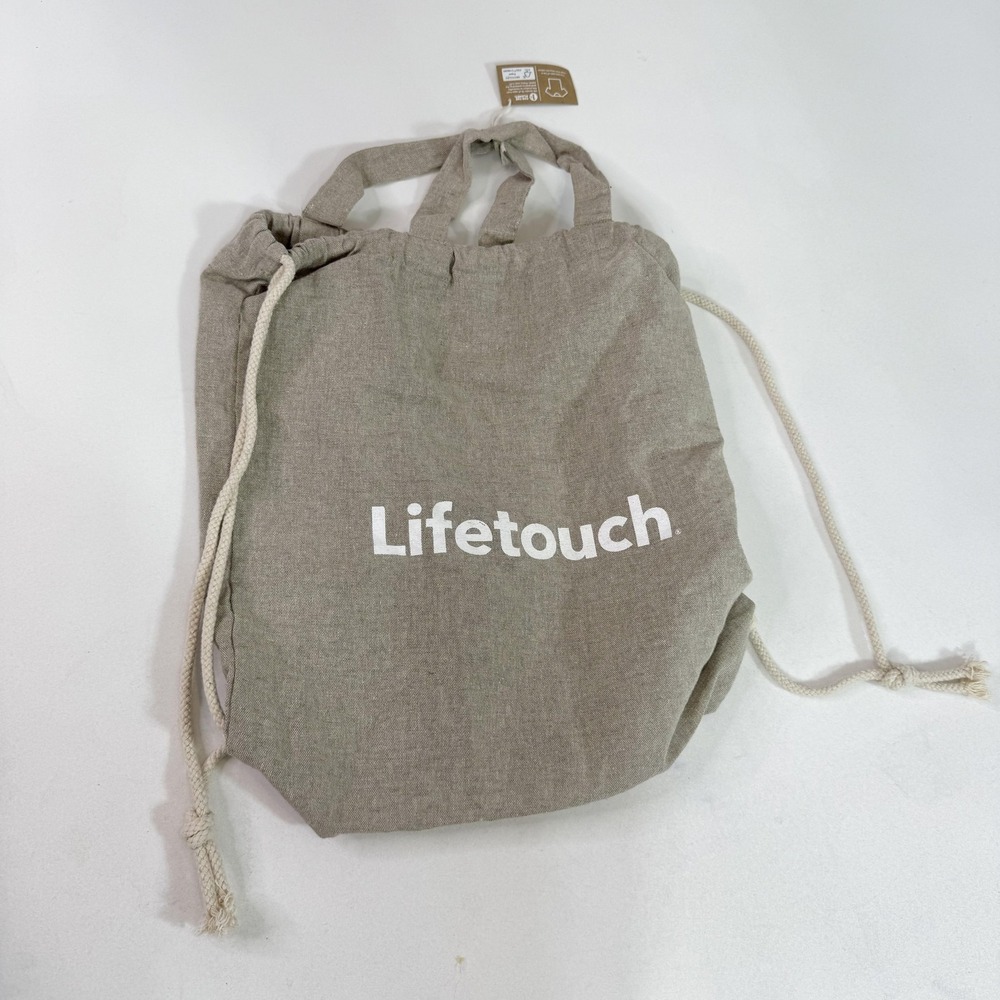 Lifetouch Drawstring Backpack Tote Bag One Size Beige Recycled Materials Rope
